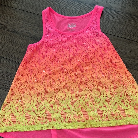 Girls hot pink Justice sparkly tank top - Picture 10 of 12